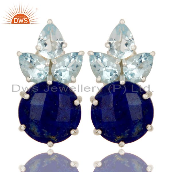 Lapis outlets Lazuli & Blue Topaz Cluster Earrings