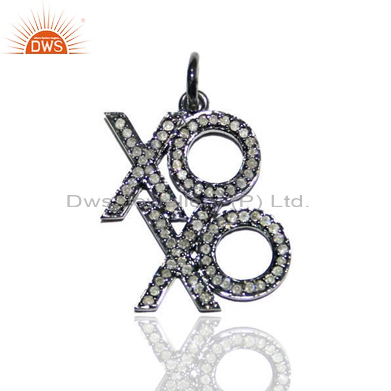 25x18 mm pave diamond xoxo pendant silver fashion handmade gift