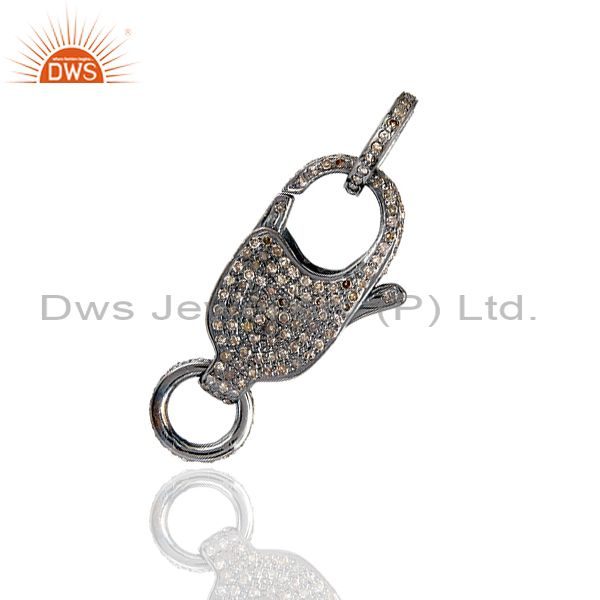 Pave Diamond Clasp Lock Connector Finding .925 Sterling Silver Jewelry, Sterling Silver Diamond Lobster sold Clasp Lock