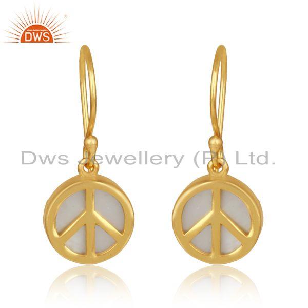 pearl peace sign earrings