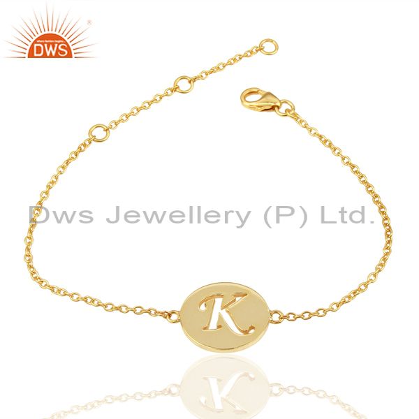 Letter K Bracelet in 14k Gold