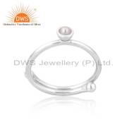 June Birthstone Ring: Sterling Silver Pearl