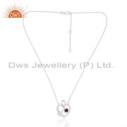 Silver Sterling White Ruby Cut Round Pendant & Necklace