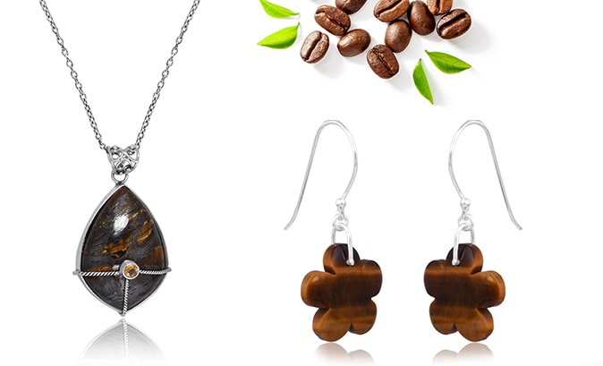 Coffee Color Earrings and Necklaces