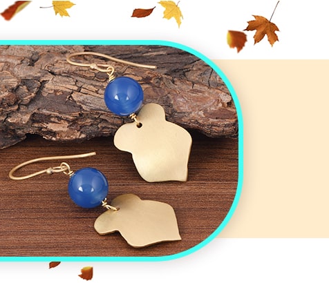 Brass Leaf Earrings Autumn Season